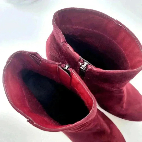 Chunky Platform Heel Faux Suede Ankle Booties - 9 - Picture 9 of 13